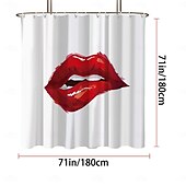 cheap Shower Curtains-Shower Curtain with 12 Hooks 180cm*180cm(70&quot;*70&quot;) Polyester Washable Waterproof Pattern Bathroom Bathtub Decor Sexy Red Lip