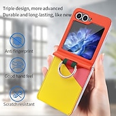 Χαμηλού Κόστους Samsung Θήκη-τηλέφωνο tok Για Samsung Galaxy Z Flip 6 Z Flip 5 Z Flip 4 Z Flip 3 Πίσω Κάλυμμα Υποδοχή κάρτας Δαχτυλίδι πόρπη Ανθεκτική σε πτώσεις Ρετρό TPU PU δέρμα