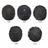 halpa Hiuspalat ja -housut-afro toupee mustille miehille afro aaltoileva miesten toupee hiusten korvausjärjestelmät täysi poly ohut iho injektio afrikkalainen mies afro kihara toupee pu 1# jet black-10mm