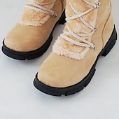 abordables Bottes de neige et d&#039;hiver-bottes d&#039;hiver noires à lacets pour femmes avec bordure en fausse fourrure, détails à pompons et semelle antidérapante robuste pour la neige et le froid en extérieur