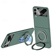 お買い得  サムスン用ケース-電話 ケース 用途 サムスンのギャラクシー Z Flip 3 バックカバー スタンド付き 耐衝撃 レトロ風 強化ガラス PC