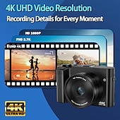זול מצלמה ותמונה-מצלמה דיגיטלית 4k uhd 64 מגה פיקסל מצלמות כפולות פוקוס אוטומטי צילום תמונות סלפי עם פלאש בהיר זום 16x זום קומפקטי נסיעות דיגימיקה נקודת וצילום