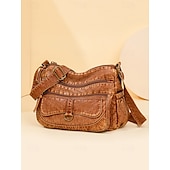 economico Borse a Tracolla-borsa a tracolla vintage in similpelle marrone da donna con più tasche - casual ed elegante, perfetta per l&#039;uso quotidiano