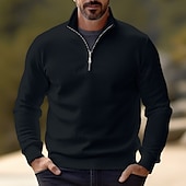 preiswerte Herrenpullover-Herren Pullover Kleid Pullover Strickpullover Overall Gerippt Stricken Standard Halfzip Troyer Schmaler Schnitt Glatt Ständer Basic Moderne zeitgenössische Arbeit Freizeitskleidung Bekleidung Winter