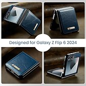 Χαμηλού Κόστους Samsung Θήκη-τηλέφωνο tok Για Samsung Galaxy Z Flip 6 Πίσω Κάλυμμα με βάση στήριξης Μαγνητική Υποστήριξη ασύρματης φόρτισης Ρετρό TPU PU δέρμα