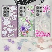 Недорогие Чехлы для Samsung-телефон Кейс для Назначение SSamsung Galaxy S24 Ultra S24 Plus S24 S24 ФЭ S23 Ultra А55 А35 А25 А15 5Г S25 Ультра Кейс на заднюю панель с ремешком на запястье Защита от удара Ретро ТПУ ПК