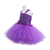 cheap Party Dresses-Kids Girls&#039; Party Dress Solid Color Sleeveless Performance Birthday Mesh Beautiful Sweet Polyester Knee-length Party Dress Swing Dress A Line Dress Summer 4-12 Years Purple
