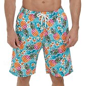 お買い得  メンズボクサー水着-男性用 スイムトランク スイムショーツ ボードショーツ 水着 ドローストリング ポケット付き 水泳 サーフィン ビーチ ウォータースポーツ トロピカル風 プリント 夏 春