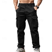 baratos Calças Cargo-Men's Joggers Trousers Cargo Sweatpants Pocket Drawstring Elastic Waist Plain Comfort Sports Outdoor Daily Fashion Casual ArmyGreen Black Micro-elastic