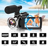 お買い得  アクションカメラ-ビデオカメラ、ビデオカメラ、HD 4K、48MP、ビデオレコーダー、カメラ、ビデオブログ用カメラ、DV、ビデオカメラ、デジタルズーム
