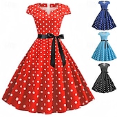 cheap Dresses-Elegant Classical 1950s Dress Polka Dot A-Line Women&#039;s Valentine&#039;s Day Event / Party Date Tea Party Adults&#039; Dress Spring &amp; Summer