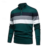 abordables Pull col rond-Homme Pull Pulls à quart de zip Pull en tricot A côtes Tricoter Hauts réguliers Tricoté Bloc de couleur Demi fermeture éclair Mode Décontractées Vacances Usage quotidien Vêtement Tenue Automne hiver