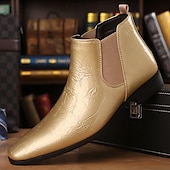abordables Botas del Chelsea-Botines Chelsea de piel sintética de charol morado para hombre con elásticos: calzado elegante, formal e informal