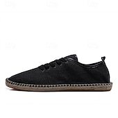 economico Sneakers da uomo-scarpe espadrillas da uomo in tela beige con lacci e suola in corda di juta – comode calzature estive casual
