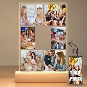 abordables Cadeaux personnalisés-Lampe photo personnalisée, veilleuse acrylique photo personnalisée, alimentée par USB, blanc chaud, ajoutez votre image, parfaite pour la Saint-Valentin, les amoureux, les anniversaires, les petits amis, les petites amies et la famille