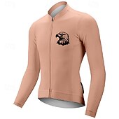 voordelige Heren shirts-Voor heren Wielrenshirt Lange mouw Winter Fietsen T-shirt Shirt met 3 achterzakken Bergracen Ademend Sneldrogend Anatomisch ontwerp Lampenkatoen Donker roze Wit Roze Adelaar Sport Kleding