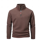 economico Felpa con cappuccio in pile-Per uomo Felpa Di pile Felpa con cerniera a un quarto Compatto Nero Bianco Verde militare Blu Marrone mezza cerniera Liscio Sportivo Giornaliero Per eventi Streetwear Fantastico Retrò Inverno