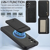 ieftine Carcasă Samsung-telefon Maska Pentru Samsung Galaxy S24 Ultra S24 Plus S24 S24 FE S23 S23 Ultra S23 Plus S22 S22 Plus Ultra S21 FE Capac Spate rezista Magnetic Acceptă încărcarea fără fir Retro TPU PU piele