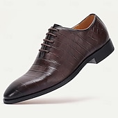 preiswerte Klassische Anzugschuhe-Oxford-Schuhe aus hochwertigem Rindsleder mit Krokodilprägung für Herren, stilvolles, formelles Schuhwerk mit Schnürung für Business und besondere Anlässe