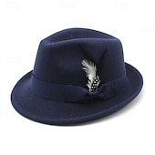cheap Fedora Hat-Men&#039;s Kentucky Derby Hat Sun Hat Cowboy Hat Fedora Trilby Hat Black Red Woolen Vintage Style Fashion 18th Century State of Texas Daily Theme Party Solid / Plain Color Sunscreen Cosplay