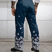 voordelige Loszittend-Voor heren Bloemenprint Broek Pakken Medium Taille Zakelijk informeel Bruiloft Feestdagen Vaderdagcadeaus Platte voorkant Broek met rechte pijpen Zomer Lente Herfst 3D-afdrukken Zwart Wijn blauw
