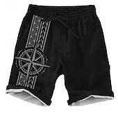 economico Retro Vintage &amp; Etica-Per uomo Geometrica Navy Bussola Pantaloncini Pantaloncini da spiaggia Pantaloncini casual Vita normale Festività Streetwear Hawaiano Esterno Informale Per eventi A cordoncino Tasche laterali