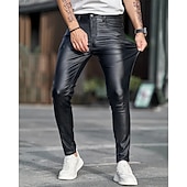 baratos calça casual-Homens Calças cônicas Calças Lederhosen Botões Bolsos Tecido Conforto Ao ar livre Diário Moda Casual Preto Micro-Elástica