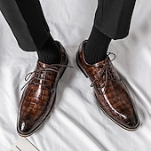 economico Formale-scarpe oxford da uomo in similpelle con motivo coccodrillo nero - calzature formali classiche con lacci per lavoro e occasioni speciali