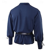 cheap Tops-Medieval Renaissance 17th Century Medium Length Blouse / Shirt Cosplay Costume Ren Faire Knight Ritter Celtic Knight Drawstring Solid Color Men&#039;s Celtic Pirate Masquerade Casual Daily Renaissance Fair