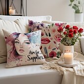 abordables Housse de coussin de vacances-Housse de coussin décorative en forme de rouge à lèvres de mariage 1PC Housse de coussin carrée douce Housse de coussin pour chambre salon canapé fauteuil