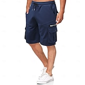 economico Scalda-muscoli-Per uomo Pantaloncini modello cargo Pantaloncini da sudore Bermuda A cordoncino Vita elastica Multi tasca Liscio Comfort Morbido Breve Esterno Interni Giornaliero Casuale / sportivo Athleisure Nero