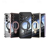 economico Cover Samsung-Custodia per telefono per Samsung Galaxy S24 Ultra S24 Plus S24 FE S25 Ultra con supporto per stand ricarica wireless placcatura retro magnetica