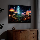 billiga LED Vägg Art-svamp skog led canvas väggkonst led upplyst väggdekor 2aa batteridriven upplyst canvas tryck led ljus kök sovrum eller heminredning