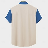 preiswerte Bedruckte Herrenhemden-Herren Buchstabe Lässiges Hemd Knopfhemd Kurzarm Modisch lässig Normal Casual Sommer Frühling Umlegekragen Knopf hoch Schwarz Rosa Beige