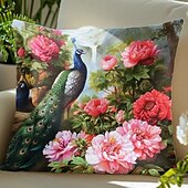billige dyrestil-påfugl dobbel side putetrekk 4 stk mykt dekorativt putetrekk for soverom stue sofa sofa stol maskinvaskbar