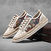 abordables Baskets Décontractées-baskets décontractées en toile pour hommes avec imprimé tribal et semelle en corde de jute – chaussures confortables au quotidien