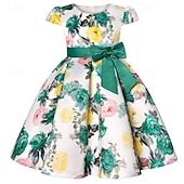 abordables Robes de fête-Enfants Fille Robe de fête Fleur Manche Courte Utilisation Anniversaire Noeud de cravate Magnifique Doux Coton Maxi robe soirée Robe Évasée Robe Trapèze Eté 4 ans et + Jaune Rose Claire Rouge