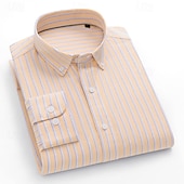 cheap Men&#039;s Elite Shirts-Men&#039;s 100% Cotton Oxford Shirt grey blue Light Green Pink Purple Long Sleeve Striped Button Down Collar School Wedding Buttons Clothing Apparel Neutral Fashion Daily