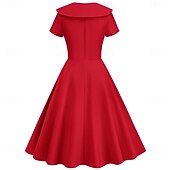 levne Šaty-Retro 50. léta Rockabilly Polední Šaty Šaty na šaty Rozevláté Do V Maškarní kostým Dámské předvečer Všech svatých Karneval Valentýna Čajový dýchánek Retro tematická párty Dospělé Šaty Léto