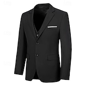 cheap Men&#039;s Classic Blazers-Men&#039;s Blazer Business Cocktail Party Wedding Party Fashion Casual Spring &amp;  Fall Polyester Plain Buttons Pocket Comfortable Single Breasted Blazer Black White Navy Blue Royal Blue