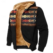 economico Hoodie Etnici Vintage-Per uomo Azteco Pile Felpa con Cappuccio Semplice Casual Manica Lunga Girocollo Caccia Nero Blu Con zip Autunno Inverno progettista