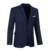 cheap Men&#039;s Classic Blazers-Men&#039;s Blazer Business Cocktail Party Wedding Party Fashion Casual Spring &amp;  Fall Polyester Plain Buttons Pocket Comfortable Single Breasted Blazer Black White Navy Blue Royal Blue