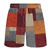 cheap Geometric Print-Men&#039;s Color Block Patchwork Shorts Summer Shorts Beach Shorts Mid Waist Streetwear Hawaiian Casual Daily Holiday Pocket Drawstring Elastic Waist Designer Clothing Apparel