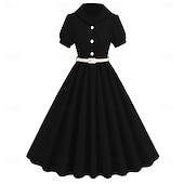 cheap Dresses-Retro Vintage 1950s Cocktail Dress Dress Flare Dress Solid Color Fancy Dress Women&#039;s Masquerade Event / Party Bachelorette Party Festival Adults&#039; Dress Homecoming Dresses