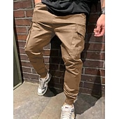 Men's Cargo Pants Cargo Trousers Joggers Trousers Casual Pants Drawstring Elastic Waist Multi Pocket Plain Comfort Soft Ankle-Length Outdoor Casual Daily Fashion Streetwear Black Green4