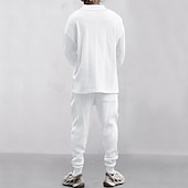 olcso Férfi Basic Tees szettek-Férfi Póló öltönyök Tracksuit Pólók és húzózsinóros hosszú nadrágok Hosszú ujj V-alakú Tavasz &amp; Ősz Sima Testedző Alkalmi 2 db Kötni Vakáció Hétköznapi viselet Sportruházat Fekete Fehér Tengerészkék