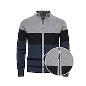 billiga Herrgolfkläder-Herr Cardigan Tröja Mörk marin Grå Långärmad Överdelar Golfkläder Kläder Outfits Bär kläder