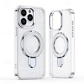 お買い得  iPhone用ケース-電話 ケース 用途 iPhone 16 Pro Max プラス iPhone 15 プロマックスプラス iPhone 14 13 12 Pro Max Plus バックカバー スタンド付き ブリンブリングリッターシャイニー 耐衝撃 レトロ風 PC シリコーン