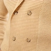 abordables suéter de la rebeca de los hombres-Hombre Vestido Suéter Chaqueta de Punto Suéter de punto Estriado Tejer Tops regulares Abotonar Bolsillos laterales Color sólido Diseño Moda Clásico Ropa Cotidiana Cita Ropa Otoño invierno Negro Color