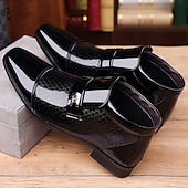 cheap Dress Boots-Men&#039;s Patent Leather Ankle Boots – Sleek Formal Design with Buckle Detail for Weddings, Parties, and Business Wear